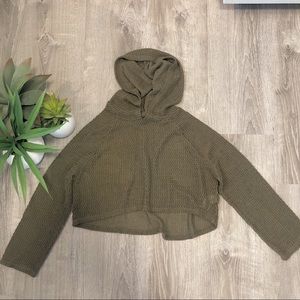 Olive green crop hoodie